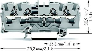 Wago Złączka przelotowa 4-przewodowa 4mm szara (2004-1401) 2