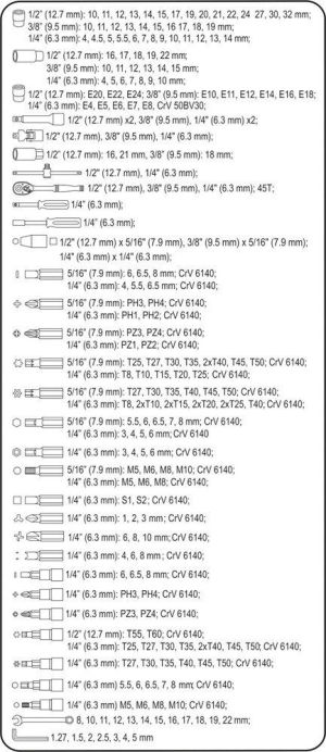 Zestaw narzędzi Vorel 216 el. (58700) 5