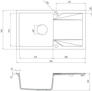 Zlewozmywak Deante  1-komorowy z ociekaczem Evora grafitowy (ZQJ 2113) 3