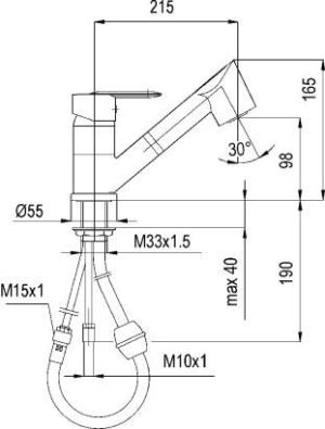 Bateria kuchenna KFA Topaz stojąca chrom (4013-110-00) 2