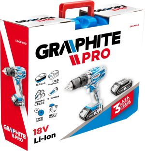 Wiertarko-wkrętarka Graphite Pro 59GP400 18 V 2 x akumulator 2.5 Ah 7