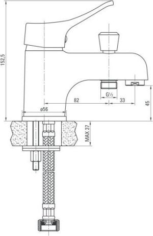 Bateria wannowa Deante Joko 1-otworowe chrom (BOJ 016L) 2