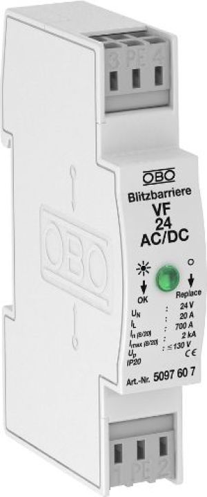 Bettermann Ogranicznik przepięć dla systemów dwużyłowych 80VDC 0,7kA 1,2kV VF24-AC/DC (5097607) 1