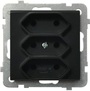 Ospel Gniazdo Sonata potrójne Euro czarny metalik (GP-3R/m/33) 1