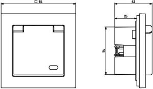 Ospel Gniazdo Sonata bryzgoszczelne schuko z przesłonami klapka dymna czarny metalik (GPH-1RSP/m/33/d) 2