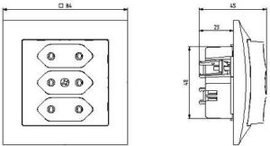 Ospel Gniazdo Impresja potrójne Euro białe (GP-3Y/m/00) 2