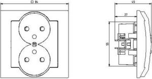 Ospel Gniazdo Impresja podwójne z uziemieniem tytan (GP-2YZ/23) 2