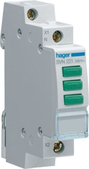 Hager Lampka modułowa 3-fazowa zielona 230-400V AC (SVN221) 1