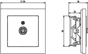 Ospel Gniazdo antenowe Sonata typu F pojedyncze (GPA-1RF/m/00) 2
