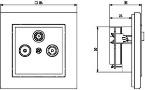 Ospel Gniazdo antenowe Sonata RTV-SAT przelotowe białe (GPA-RSP/m/00) 2