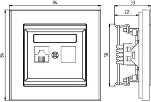 Ospel Gniazdo komputerowe Sonata pojedyncze RJ45 5e czarny metalik (GPK-1R/K/m/33) 2