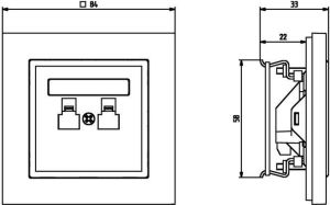 Ospel Gniazdo komputerowe Sonata podwójne 2xRJ45 5e srebrny mat (GPK-2R/K/m/38) 2