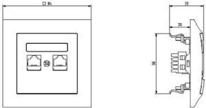 Ospel Gniazdo komputerowe Impresja podwójne RJ45 5e ecru (GPK-2Y/K/m/27) 2