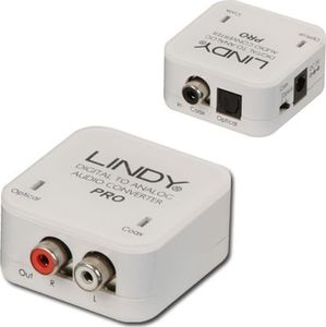Adapter AV Lindy Konwerter cyfrowo analogowy DAC z wyjściami Phono SPDIF Toslink-Coaxial -> 2 x RCA (70468) 1