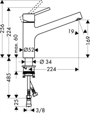Bateria kuchenna Hansgrohe Talis S stojąca chrom (32852000) 2