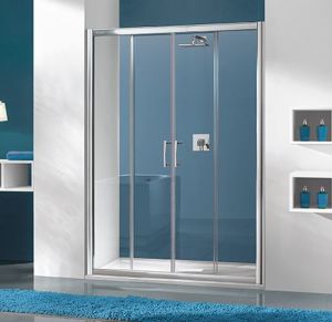 Sanplast Drzwi przesuwne D4/TX5-130 4-elementowe srebrny błyszczący szyba W0 130cm (600-270-1230-38-401) 1