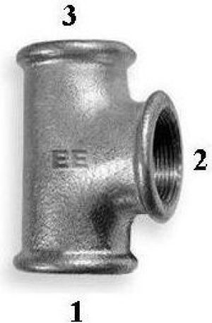 Odlewnia Zawiercie Trójnik zwężkowy 5/4 x 1/2 x 5/4" czarny 2