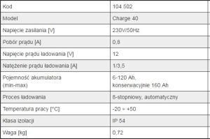 Weldman Prostownik Charge 40 230V 6-120Ah (104 502) 2