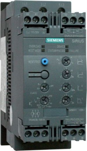 Siemens Softstart 3-fazowy 200-480VAC 63A 30kW/400V Uc=110-230V AC/DC S2 (3RW4037-1BB14) 1