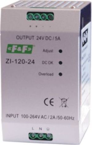 F&F Zasilacz impulsowy 230VAC/24VDC 120W 5A (ZI-120-24) 1