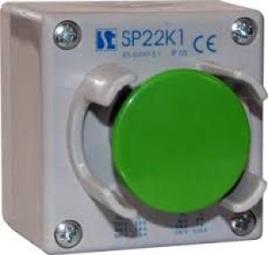 Spamel Kaseta sterownicza 1-otworowa przycisk grzybkowy z osłoną zielony 1Z (SP22K126-1) 1