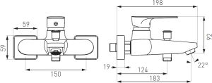 Bateria wannowa Ferro Algeo Square ścienne chrom (BAQ1) 2