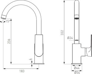 Bateria kuchenna Ferro Algeo Square stojąca chrom (BAQ4) 2