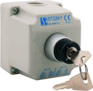 Spamel Kaseta sterownicza 1-otworowa przełącznik I-II kluczyk 1Z szara (ST22K1\07-1) 1