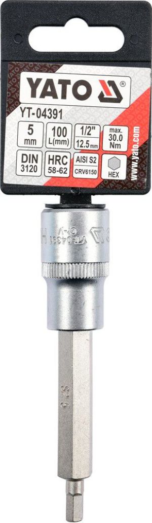 Yato Nasadka trzpieniowa imbusowa hex 1/2" H5 x 100mm długa (YT-04391) 3