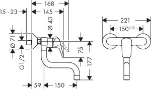 Bateria kuchenna Hansgrohe Logis ścienna chrom (71836000) 2