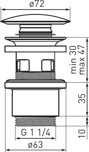 Ferro Korek automatyczny klik-klak 5/4" duży biały (S288PPC) 2