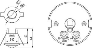 GTV Czujnik ruchu CR-5 MINI wpuszczany 800W 220 - 240V 360° (CR-CR5M00-00) 2