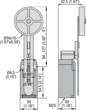 Lovato Electric Wyłącznik krańcowy 1R 1Z migowy dźwignia z regulacją rolki tworzywo (KBF3S11) 2