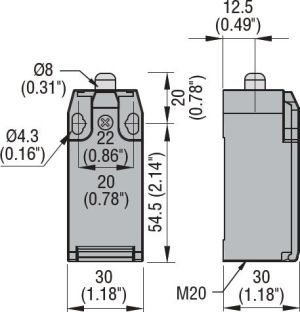 Lovato Electric Wyłącznik krańcowy 1R 1Z migowy trzpień wciskany tworzywo (KBA1S11) 2