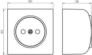 Ospel Gniazdo BIS pojedyncze natynkowe brązowe (GN-1B/24) 2