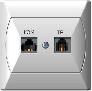 Ospel Gniazdo teleinformatyczne Akcent RJ45-RJ11 białe (GPKT-A/K/00) 1