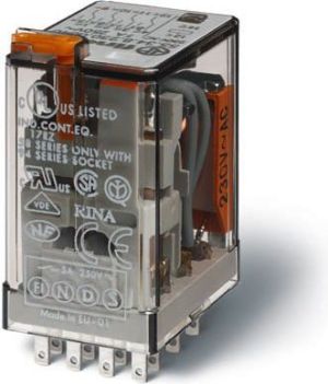 Finder Przekaźnik przemysłowy 4P 7A 24V AC przycisk testujący LED (55.34.8.024.0050) 1