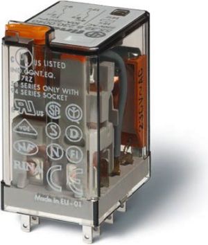 Finder Przekaźnik przemysłowy 2P 10A 24V DC przycisk testujący LED wskaźnik zadziałania (55.32.9.024.0094) 1