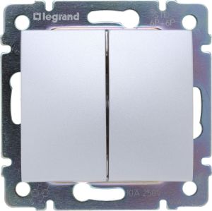 Legrand Przycisk podwójny Valena przełączny 10A aluminium (770218) 1