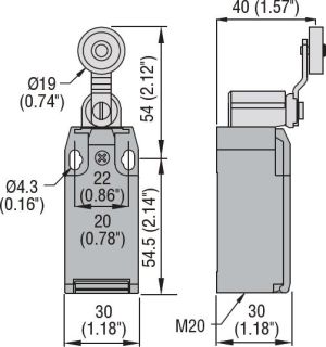 Lovato Electric Wyłącznik krańcowy 1R 1Z migowy tworzywo popychacz z rolką (KBE1S11) 2