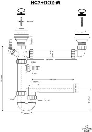 Syfon McAlpine Syfon rurowy podwójny 1,5" (HC7+DO2-W) 2