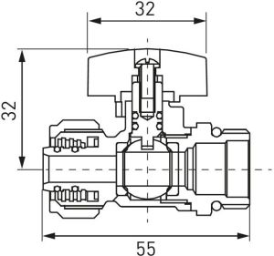 Ferro Zawór kulowy wodny 1/2" z motylkiem niebieski (KPEX16-BH) 2