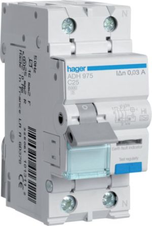 Hager Wyłącznik różnicowo-prądowy 2P 25A 0,03A typ A-HI (ADH975) 1