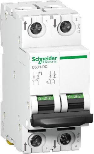 Schneider Electric Wyłącznik nadprądowy 2P C 6A 6kA DC C60H (A9N61526) 1