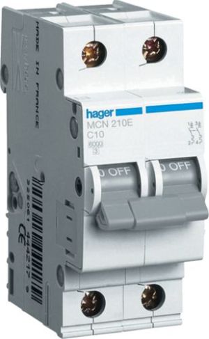 Hager Wyłącznik nadprądowy 2P C 10A 6kA AC (MCN210E) 1