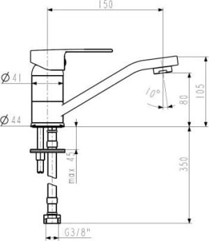 Bateria umywalkowa KFA Sofit stojąca chrom (5112-715-00) 2