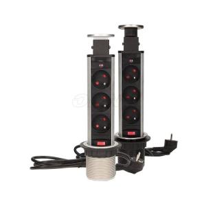 Orno Gniazdo meblowe fi6cm, 3x250V AC wysuwane z blatu z blokadą (OR-AE-1348) 2