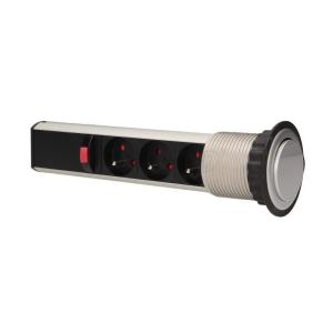 Orno Gniazdo meblowe fi6cm, 3x250V AC wysuwane z blatu z blokadą (OR-AE-1348) 3