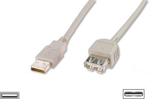 Kabel USB Digitus Przedłużacz szary USB A / M - USB A / Ż USB 2.0 3m (AK-300202-030-E) 1