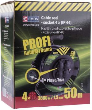 Emos Przedłużacz bębnowy z uziemieniem 4 gniazda IP44 50m (P084501) 2